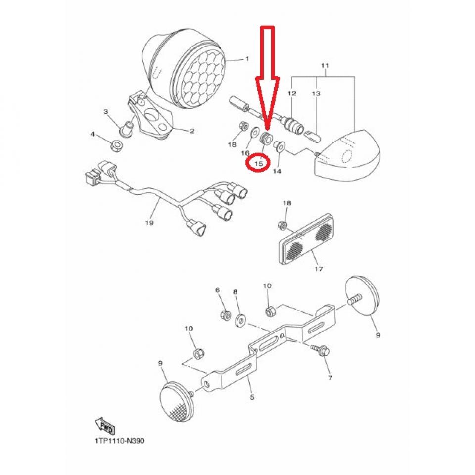 Silentbloc passe fil pour moto Yamaha 1300 FJR 2006 à 2016 90480-11008 Neuf