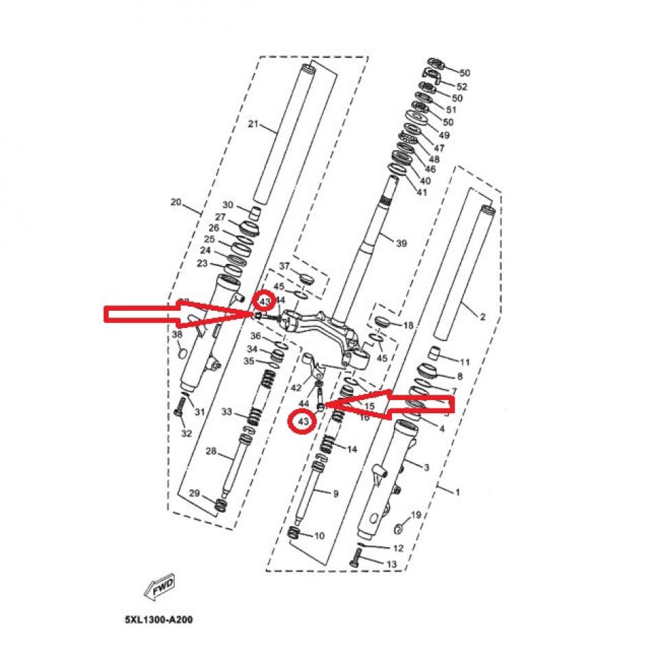 Boulon M8 pas 125 40mm pour scooter Yamaha 125 Majesty 5DS-F3346 Neuf