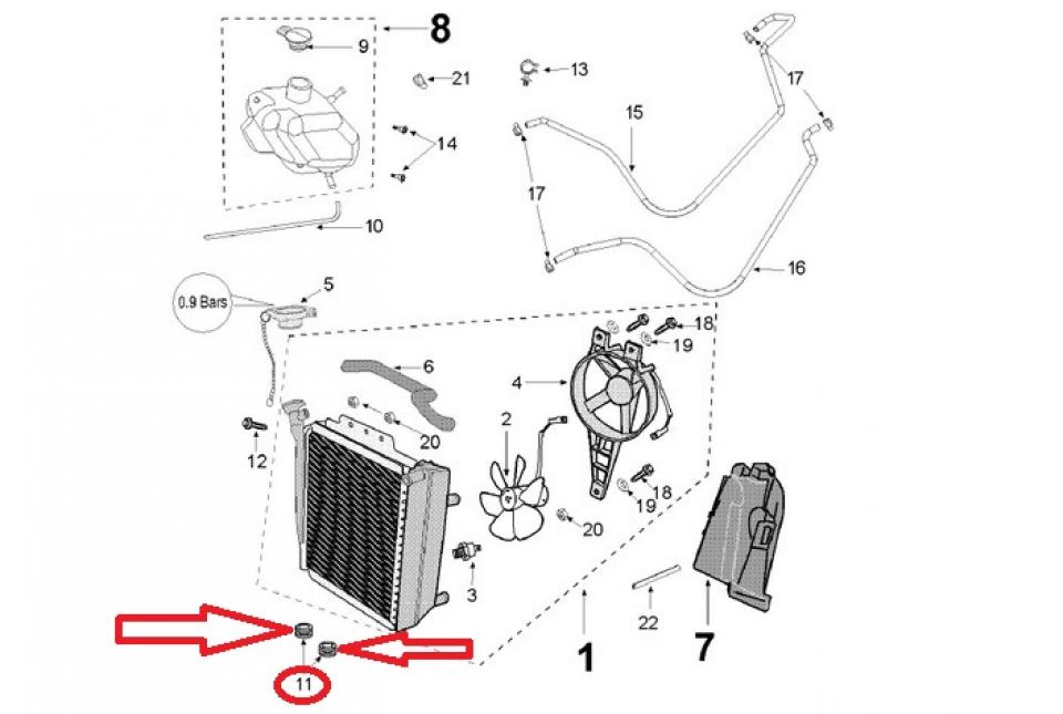 Silentbloc radiateur pour scooter Peugeot 125 Citystar 7903073015 10x13x20 Neuf