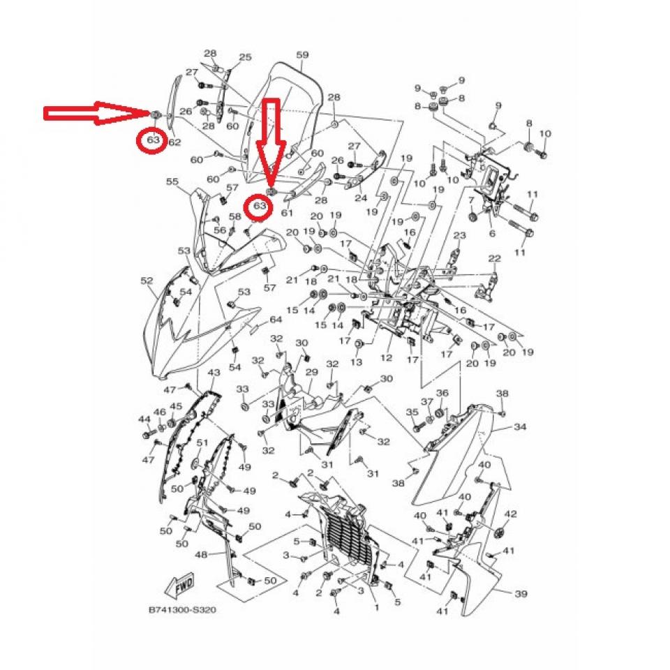 Rivet clip plastique Ø7.8mm pour scooter Yamaha 125 X-Max 90269-08007 Neuf