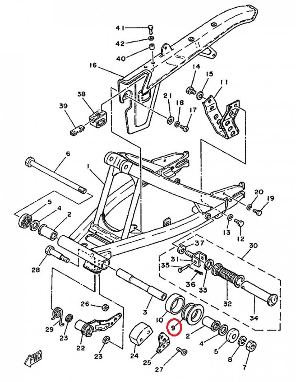Bague plastique rond axe bras oscillant pour moto Yamaha 125 DTMX 1986 2A6-22151