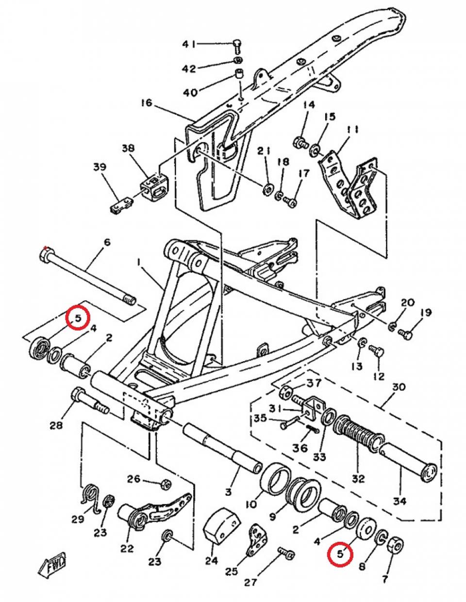 Cache poussière d'axe de bras oscillantpour moto Yamaha 125 DTMX 1986 401-22128