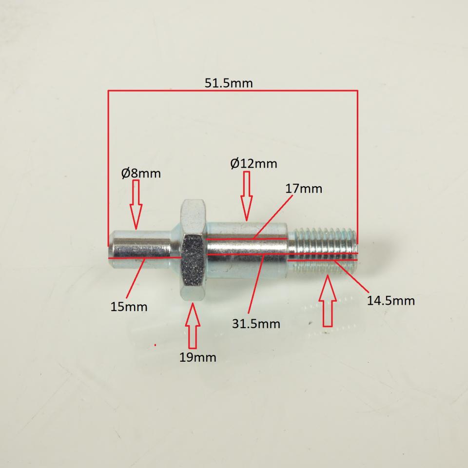 Axe de béquille latérale pour moto Neuf M10x1.25 longueur 51.5mm Ø8/12mm