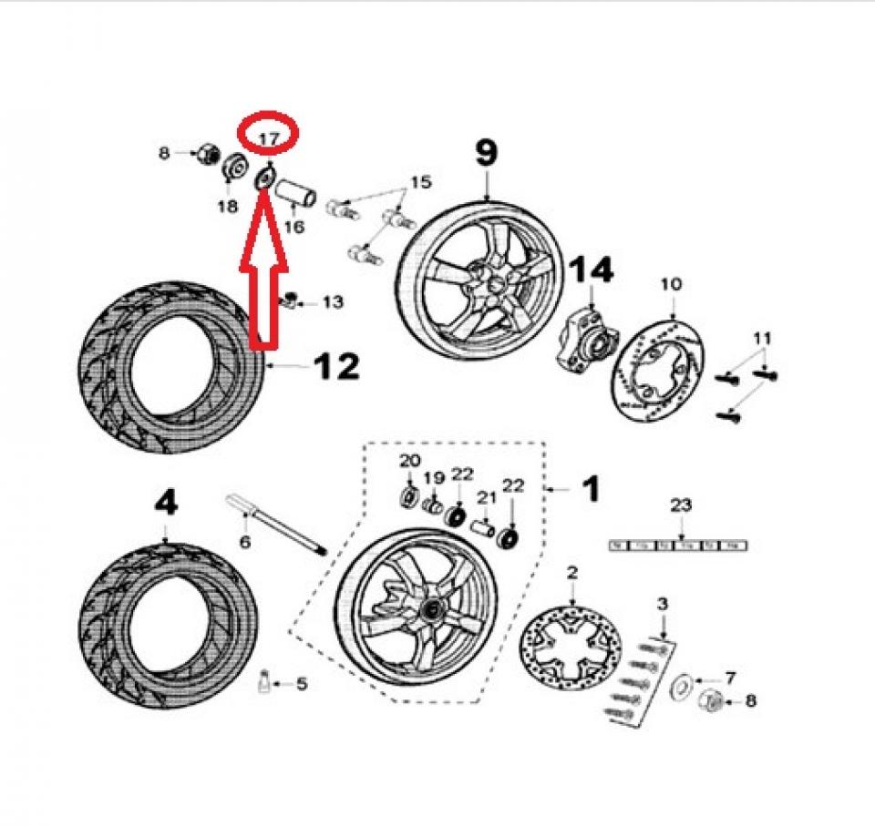 Rondelle centrage entretoise roue AR pour scooter Peugeot 125 CITYSTAR 15.2x32x2