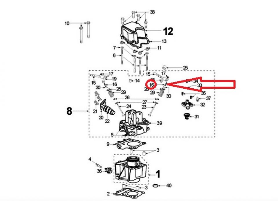 Vis réglage jeu soupapes pour scooter Peugeot 125 Elyseo 1999-02 737553 M6x0.5