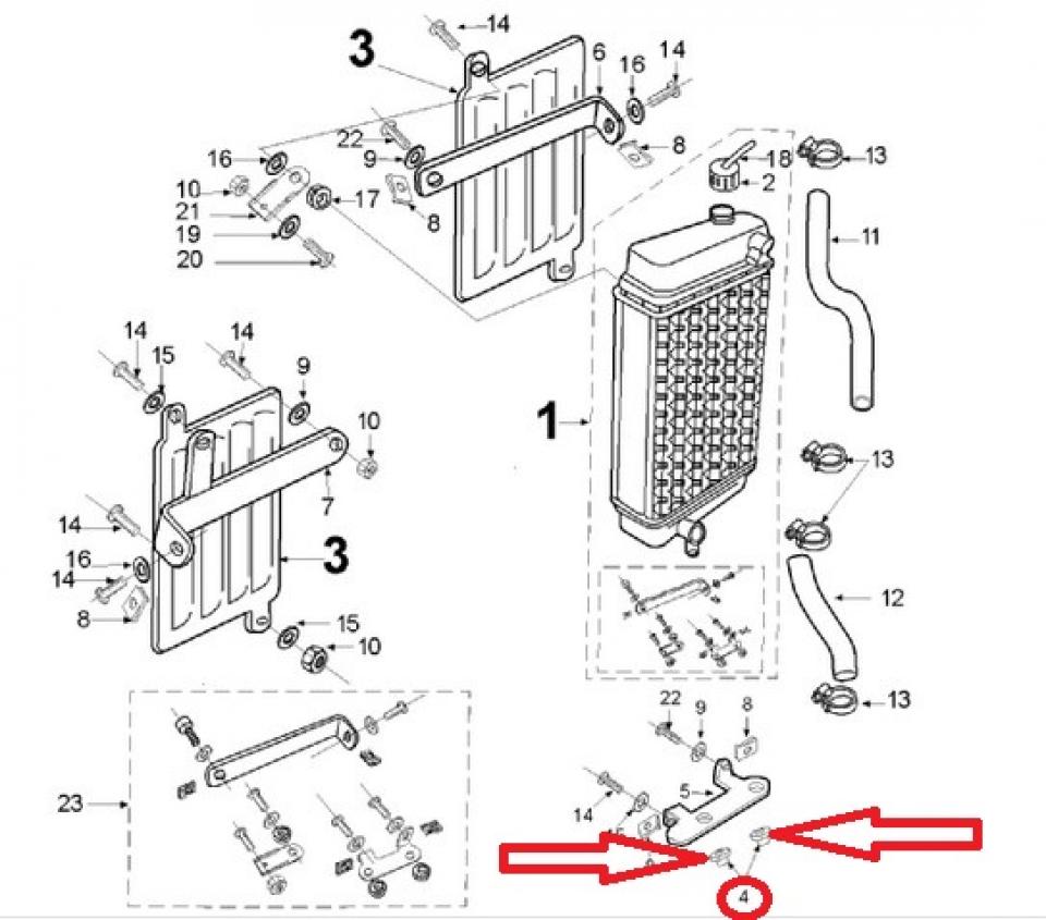 Silentbloc de radiateur pour moto Peugeot 50 XP6 SM 2008 à 2013 753604 Neuf