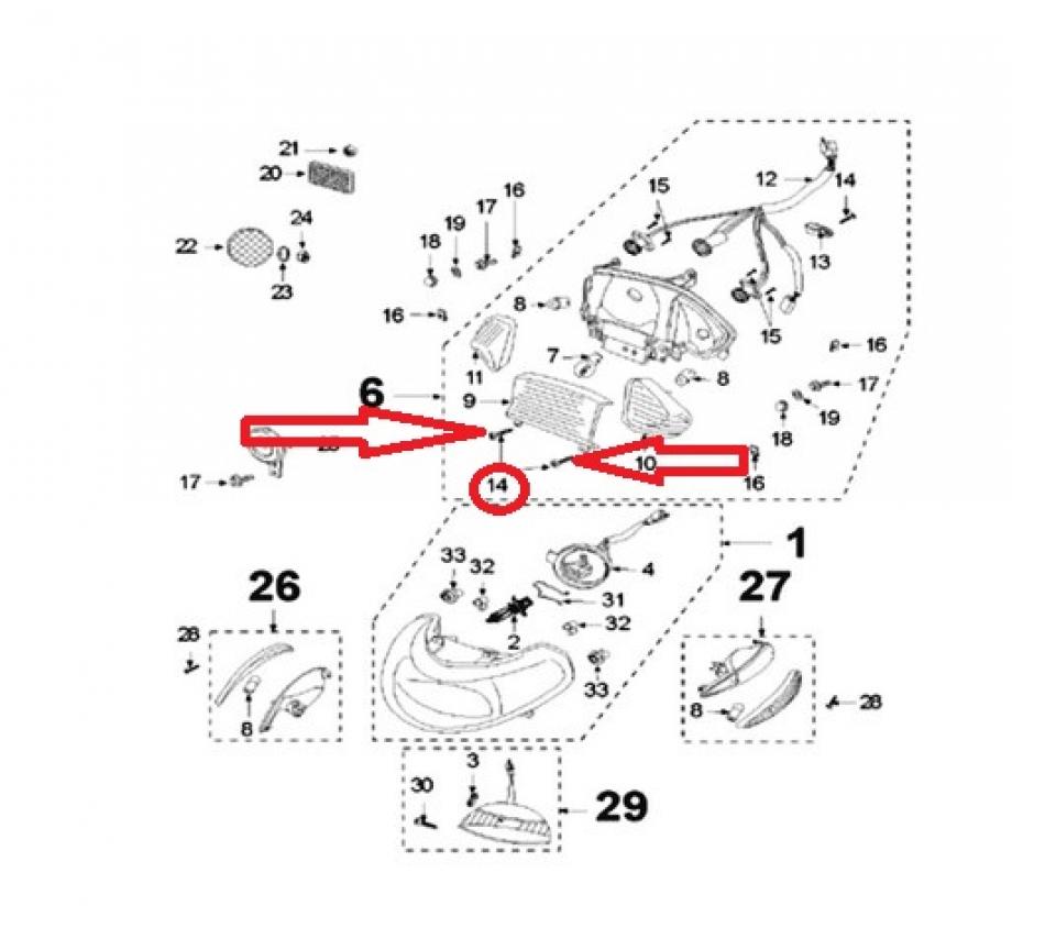 Vis cruciforme Cabochon AR pour scooter Peugeot 50 V-Clic 2007-17 759311 Ø4x10mm