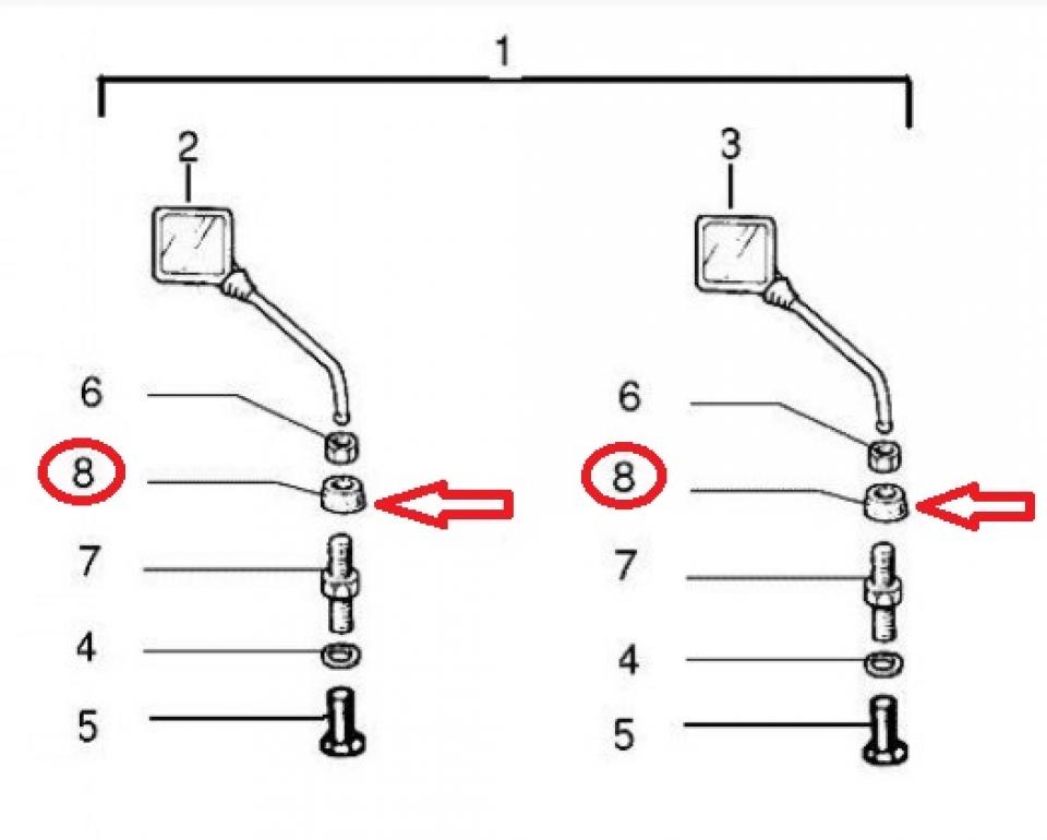 Caoutchouc rétroviseur pour scooter Piaggio 125 Vespa PX 2007 622427 Neuf