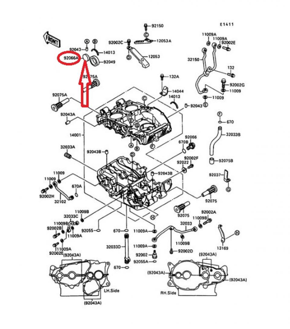 Bouchon carter moteur pour moto Kawasaki 500 EN 1990 92066-1208 EZ2933A