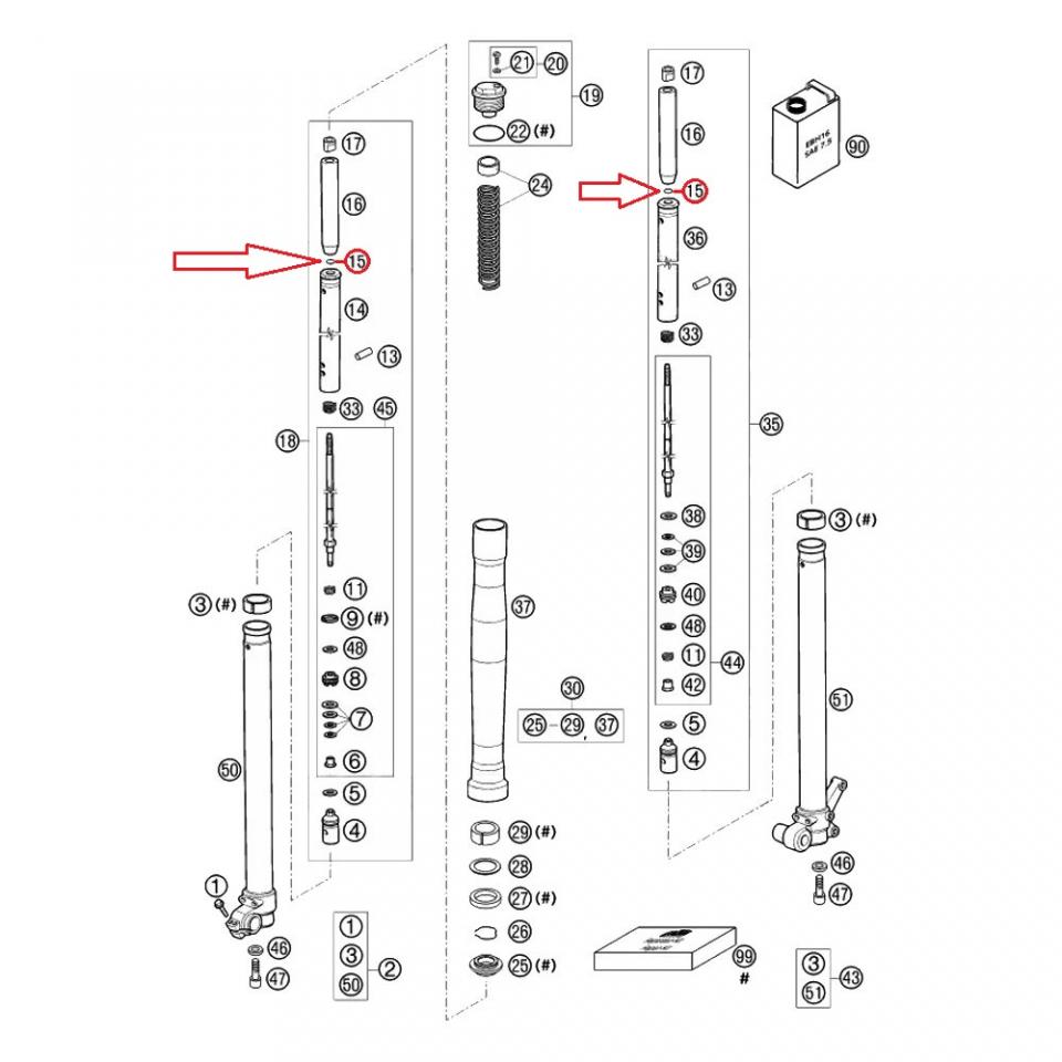 Clip guide ressort fourche origine pour moto KTM 65 SX 2002 à 2008 7523224 Neuf