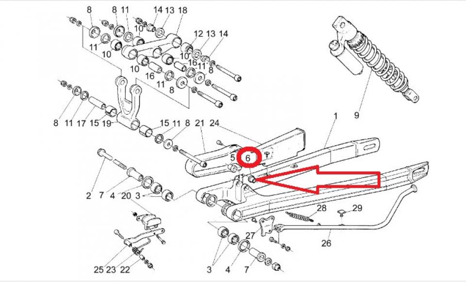 Entretoise épaulée bras oscillant pour moto Aprilia 280 Climber AP8121693