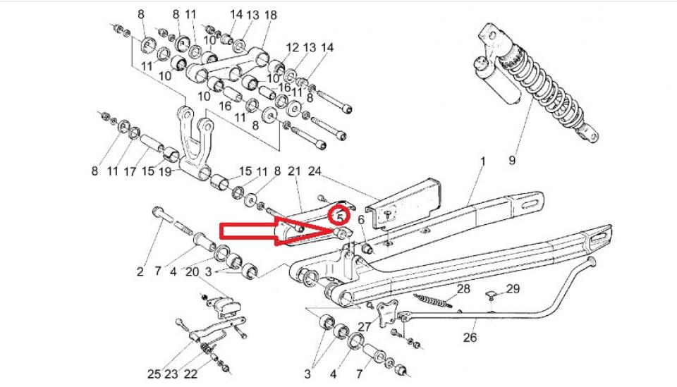 Entretoise épaulée bras oscillant pour moto Aprilia 280 Climber AP8121692