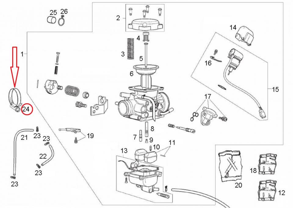 Collier à clipser pipe admission pour moto Derbi 125 Terra 2007-09 864480