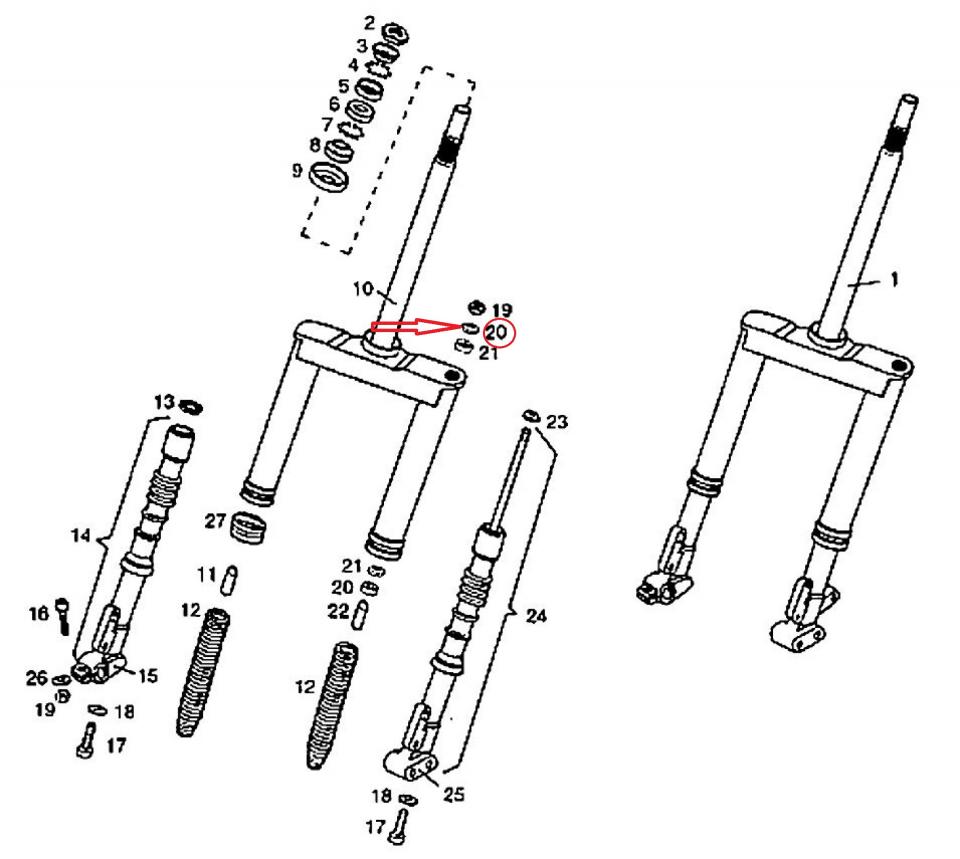 Rondelle cuvette tige bâton fourche pour scooter Derbi 50 Paddock 00G00201441
