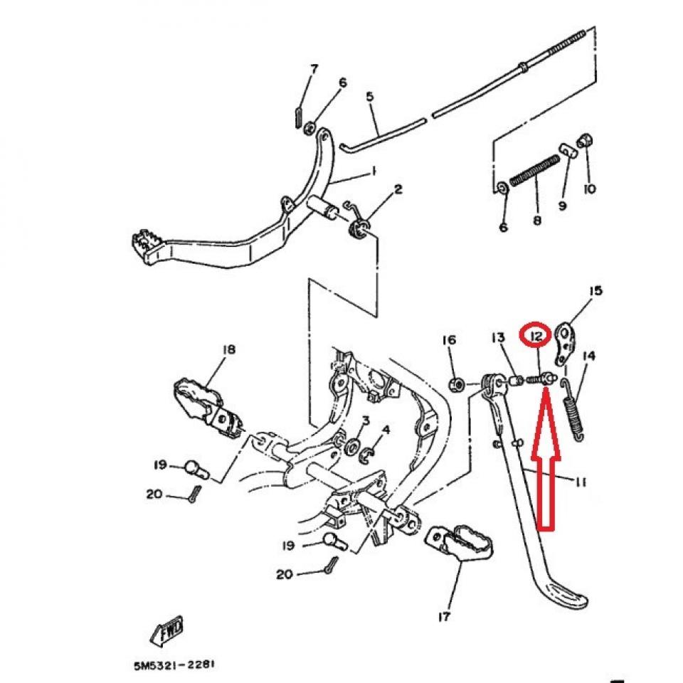 Axe de béquille latérale pour moto Yamaha 50 DTR 90109-08829 Neuf