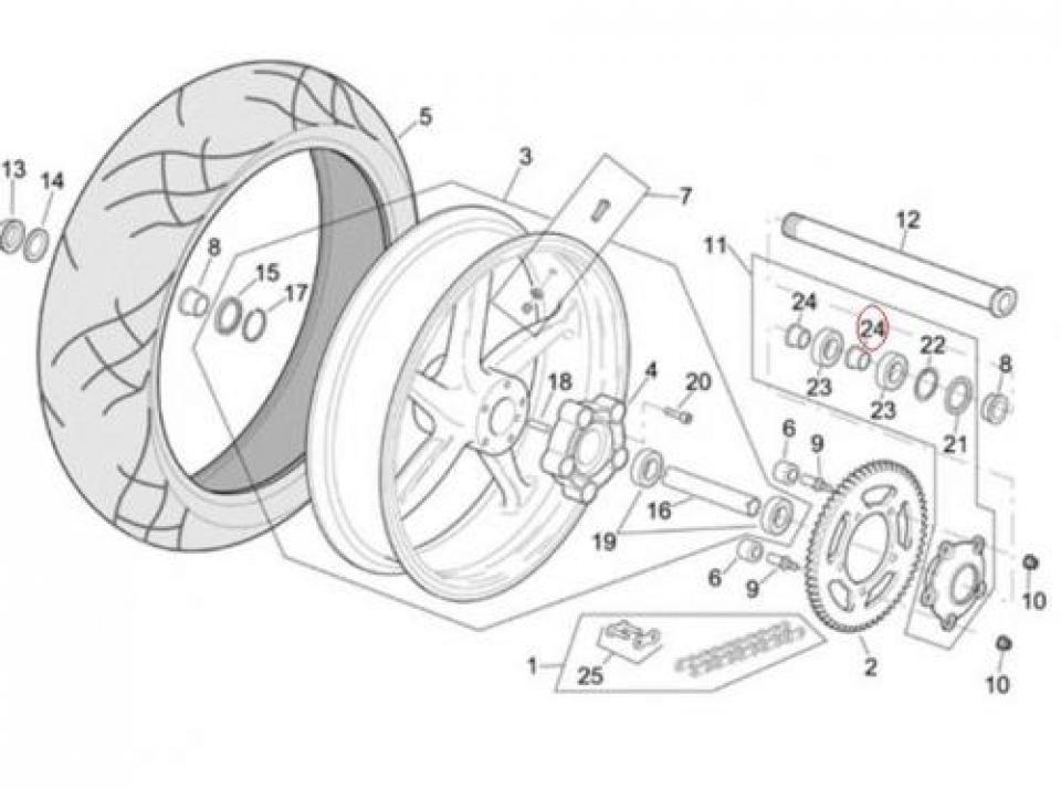 Entretoise de roue arrière origine pour moto Aprilia 1000 RSV AP8125732 Neuf