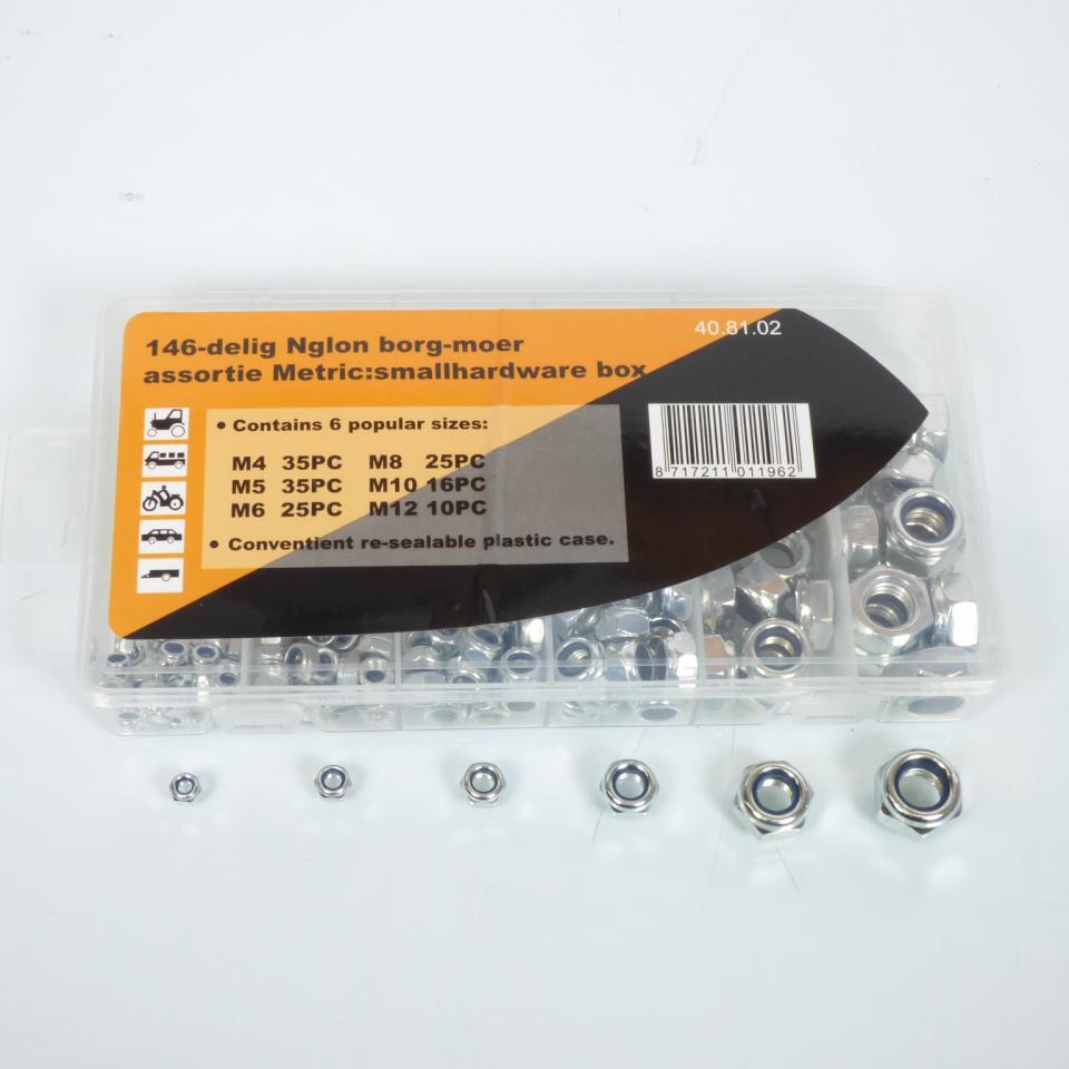 Coffret de 146 écrous freins nylstop 40.81.02 / M4 M5 M6 M8 M10 M12 pour moto auto