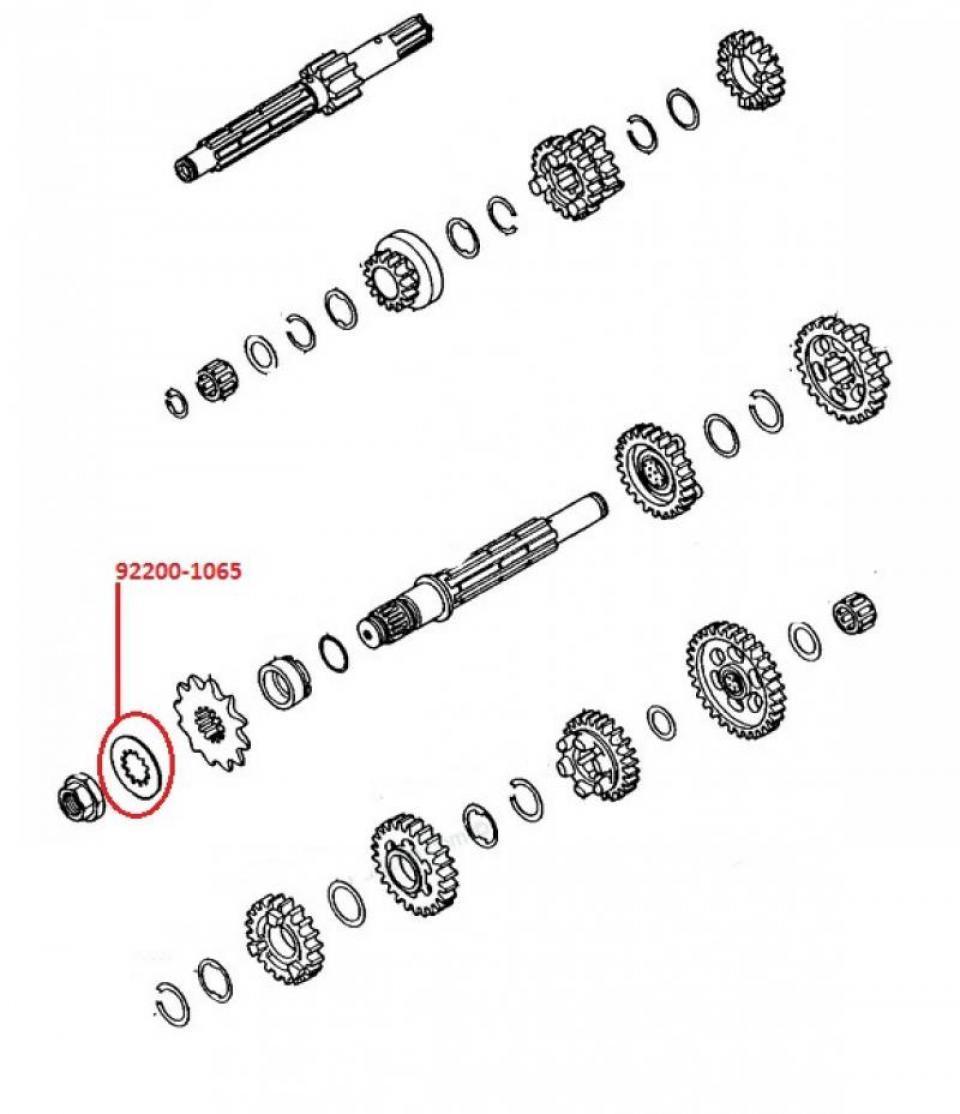 Rondelle cannelée pignon sortie boite pour Moto Kawasaki 650 KLR 92200-1065 Neuf