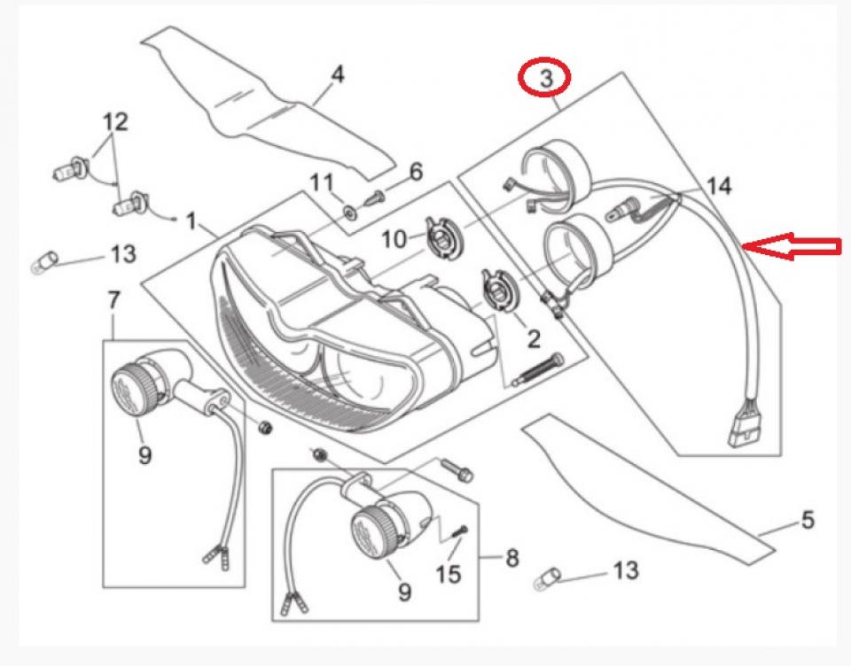 Faisceau électrique optique AV pour moto Aprilia 50 RS 1999 à 2005 AP8212967