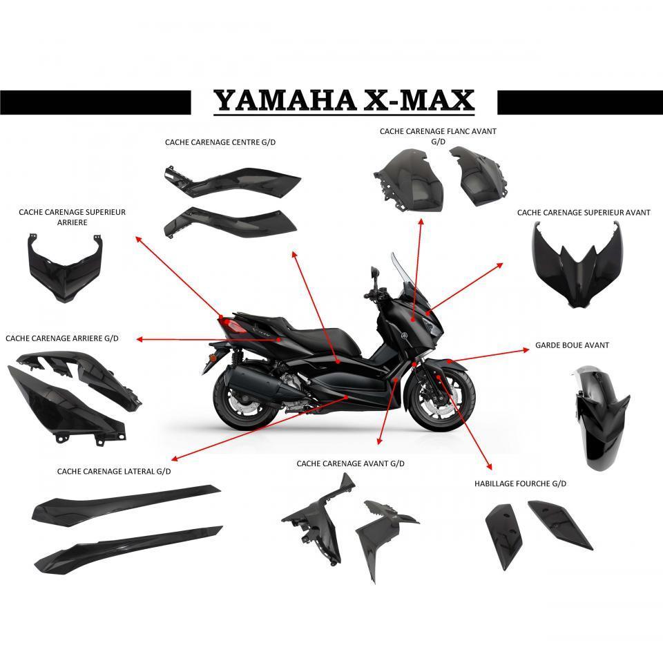 Kit carénage P2R pour scooter Yamaha 125 X-Max 2018 à 2022 15 pièces noir brillant Neuf