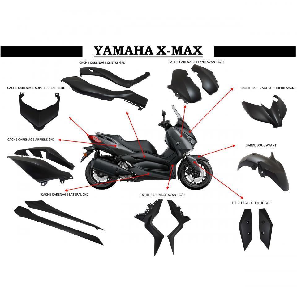 Kit carénage carrosserie 15 pièce noir mat pour scooter Yamaha 125 X-Max Après 2018