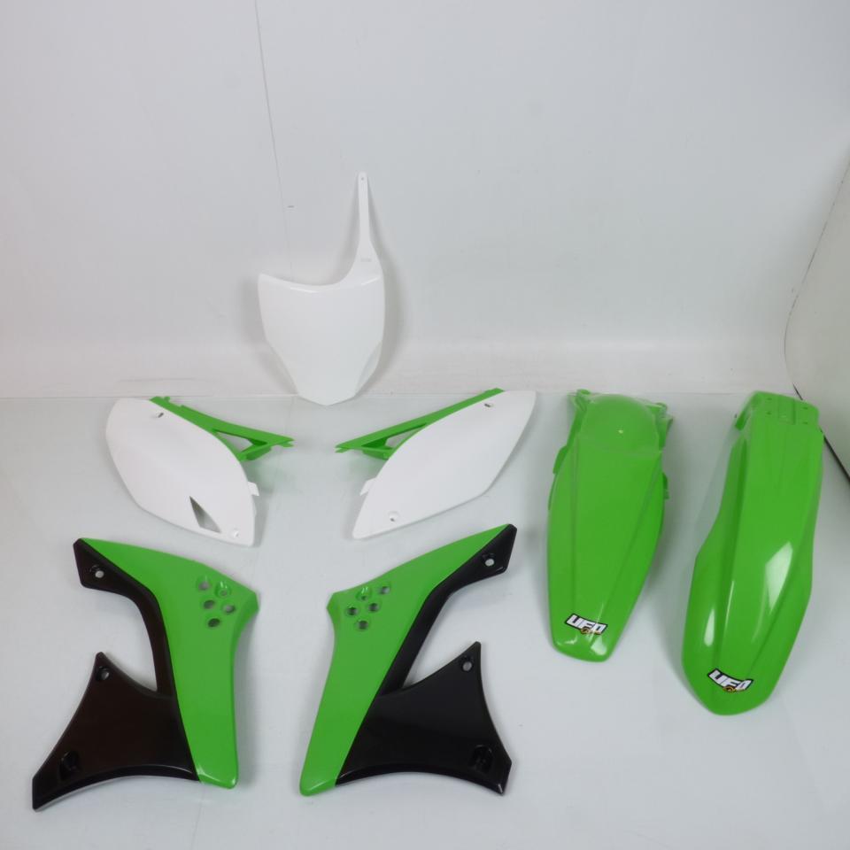 Kit plastique UFO vert blanc noir pour moto cross Kawasaki 450 KXF 2009 à 2011 Neuf