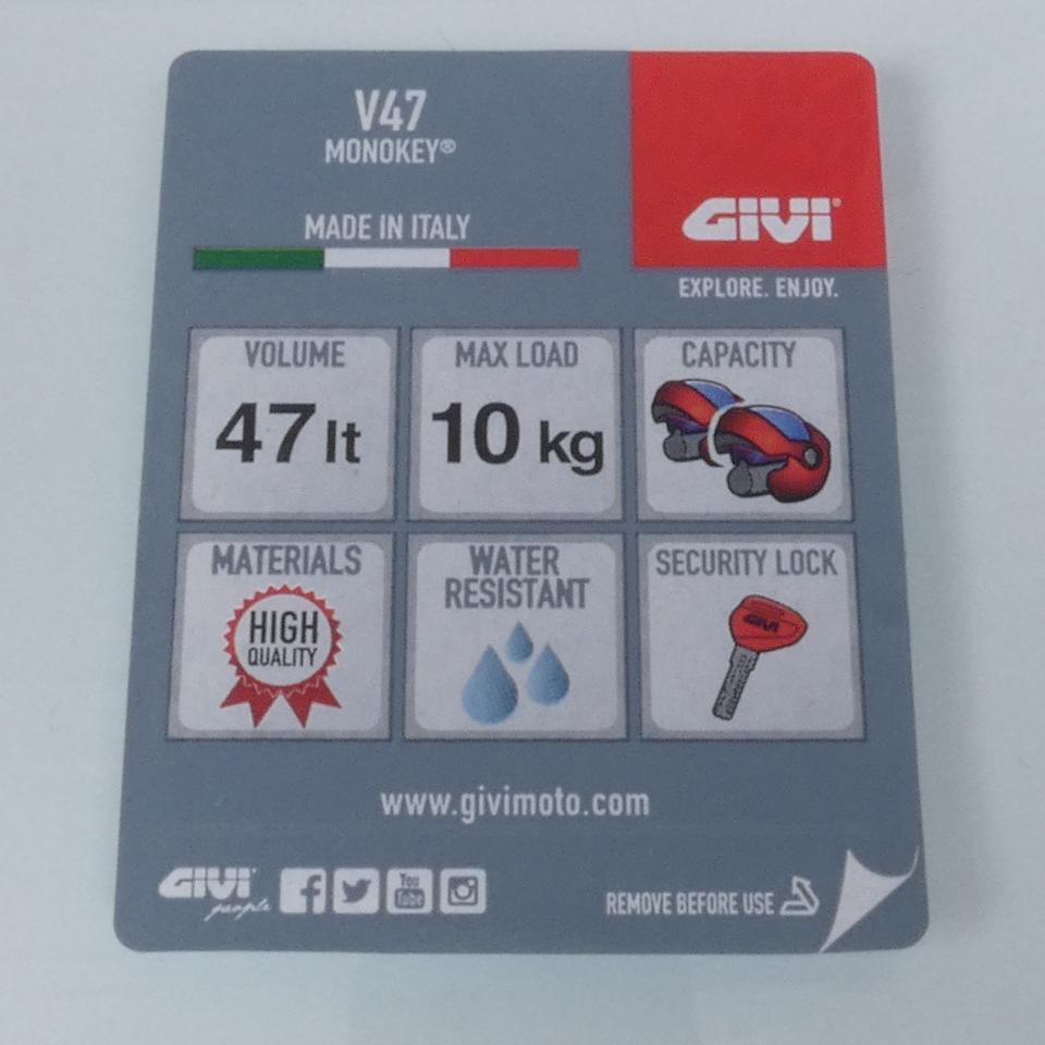 Top case GIVI V47NN Tech Monokey 47L carbone catadioptre fumé pour moto scooter Neuf