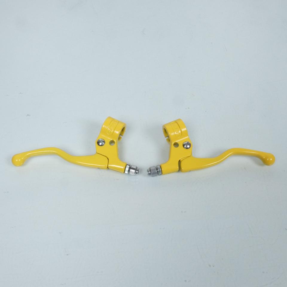 Paire de cocottes jaune droite gauche Lusito look vintage levier court pour moto
