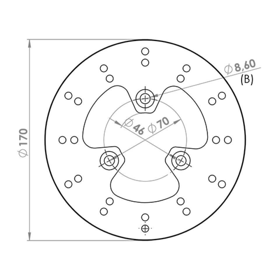Disque de frein avant NG Ø170 pour scooter Peugeot 50 Kisbee 4T 2009 à 2017 1363