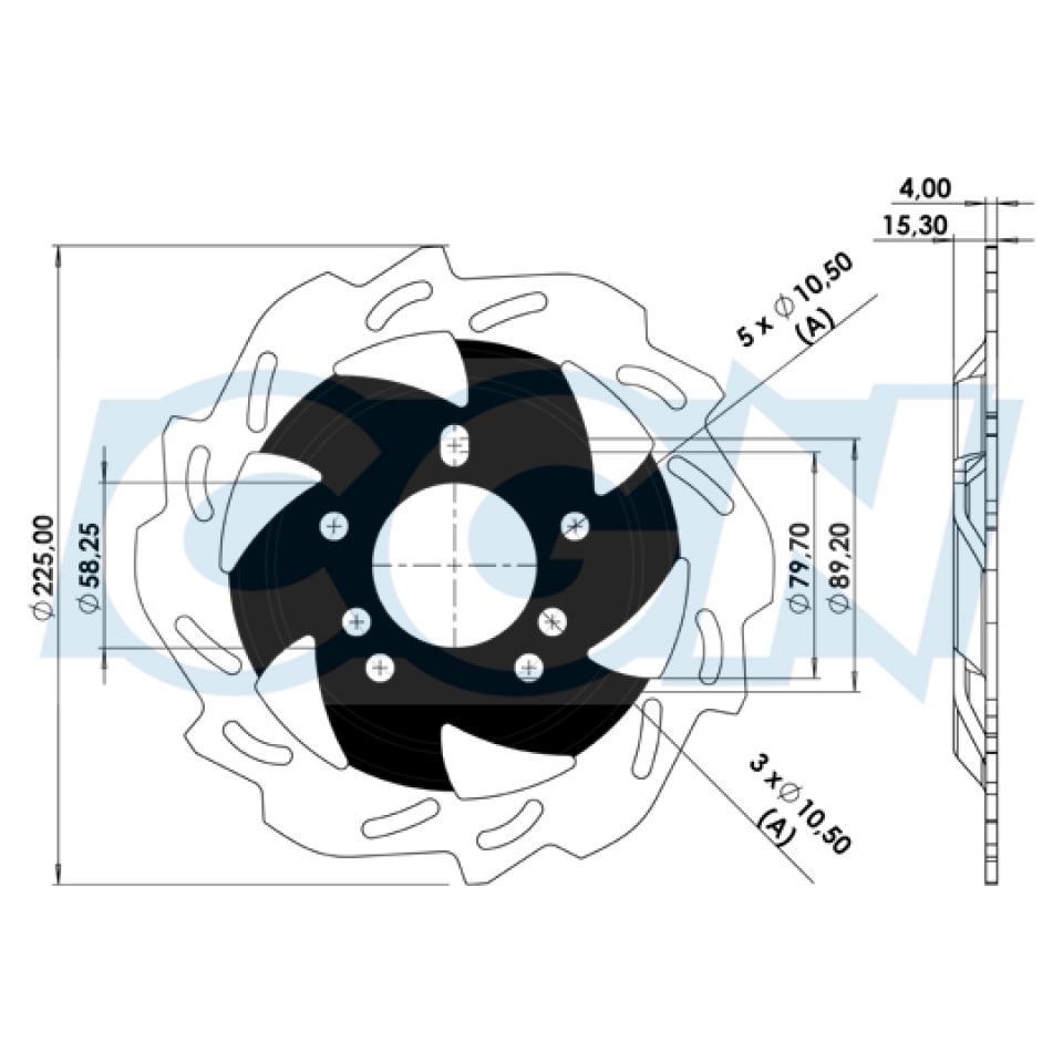 Disque de frein avant déporté Ø226x58x4mm pour scooter Sym 125 FNX 45121-ANT-000