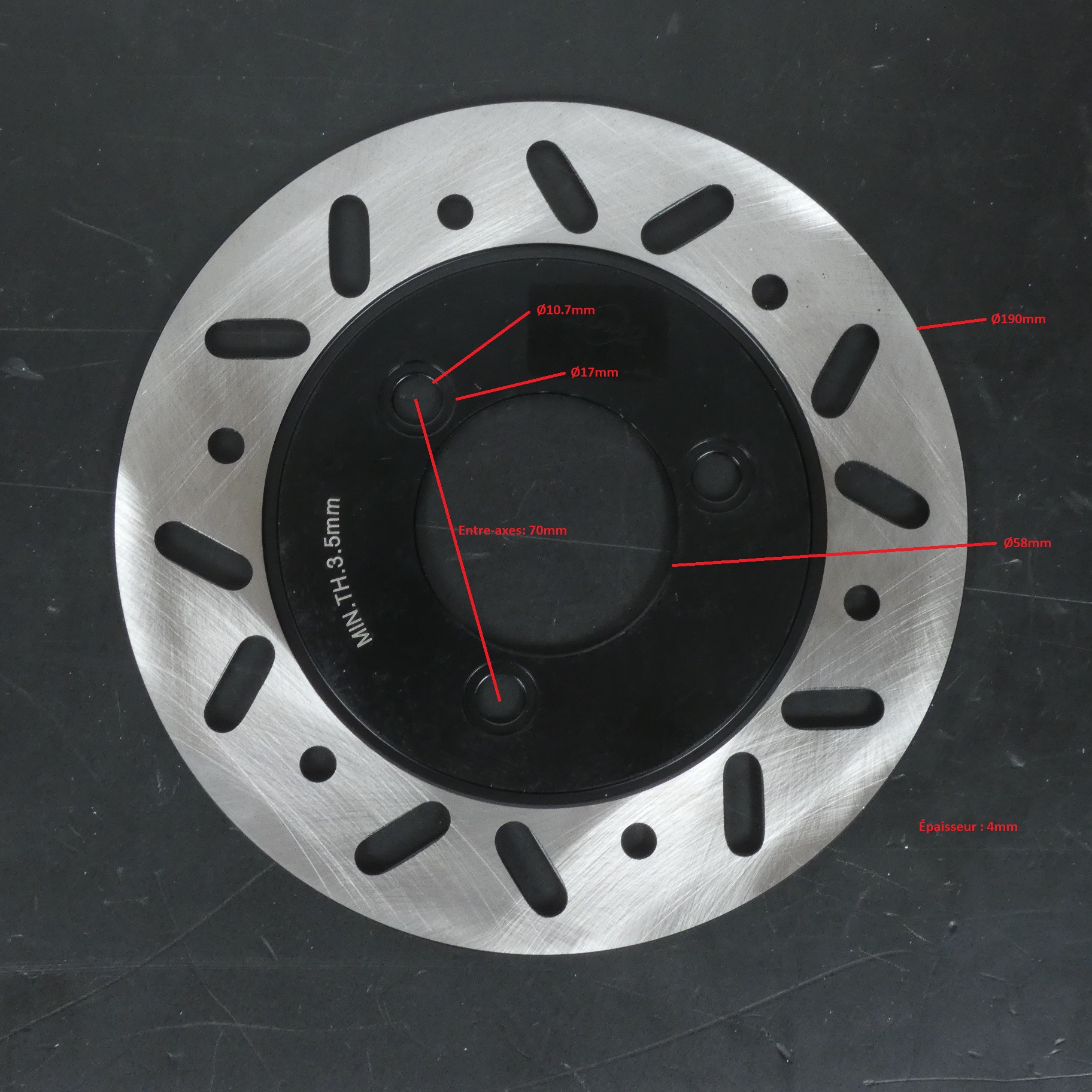 Disque de frein avant P2R pour scooter Sym 50 Orbit 45121-AAA-0000 Ø190mm 4mm