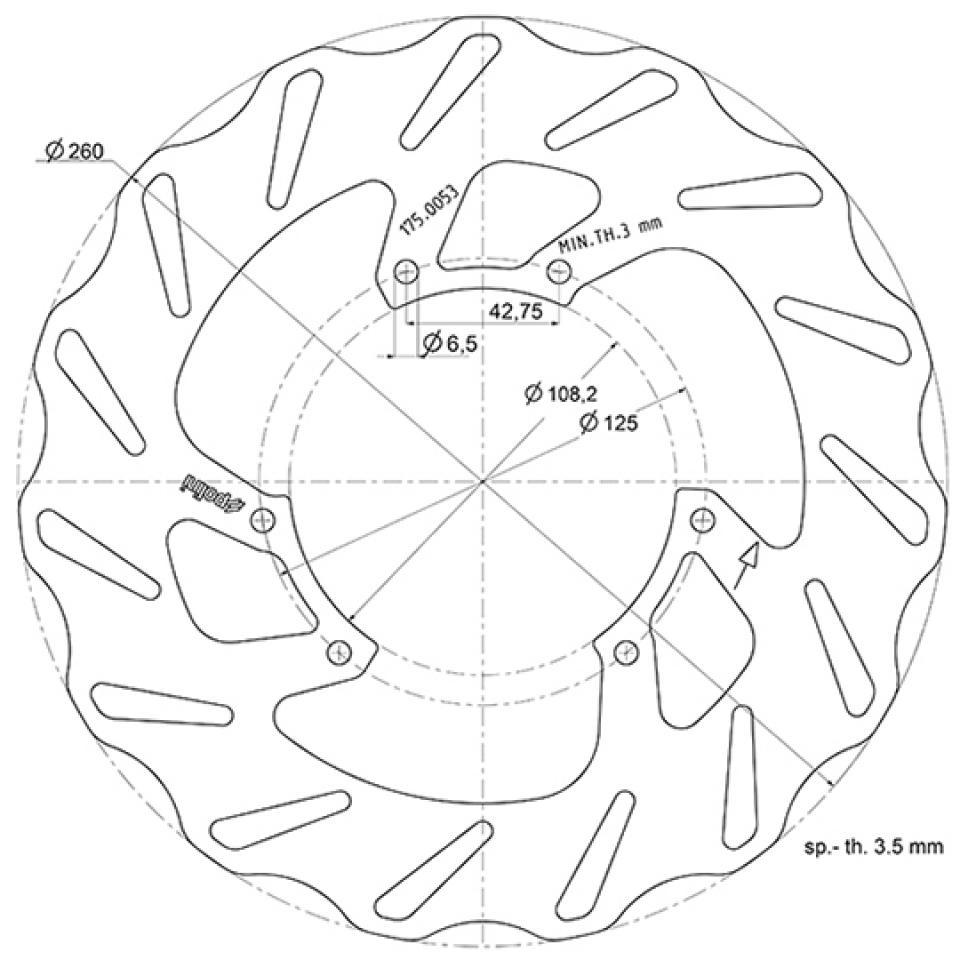 Disque de frein avant Polini pour Moto Gilera 50 RCR 2003 à 2010 Neuf