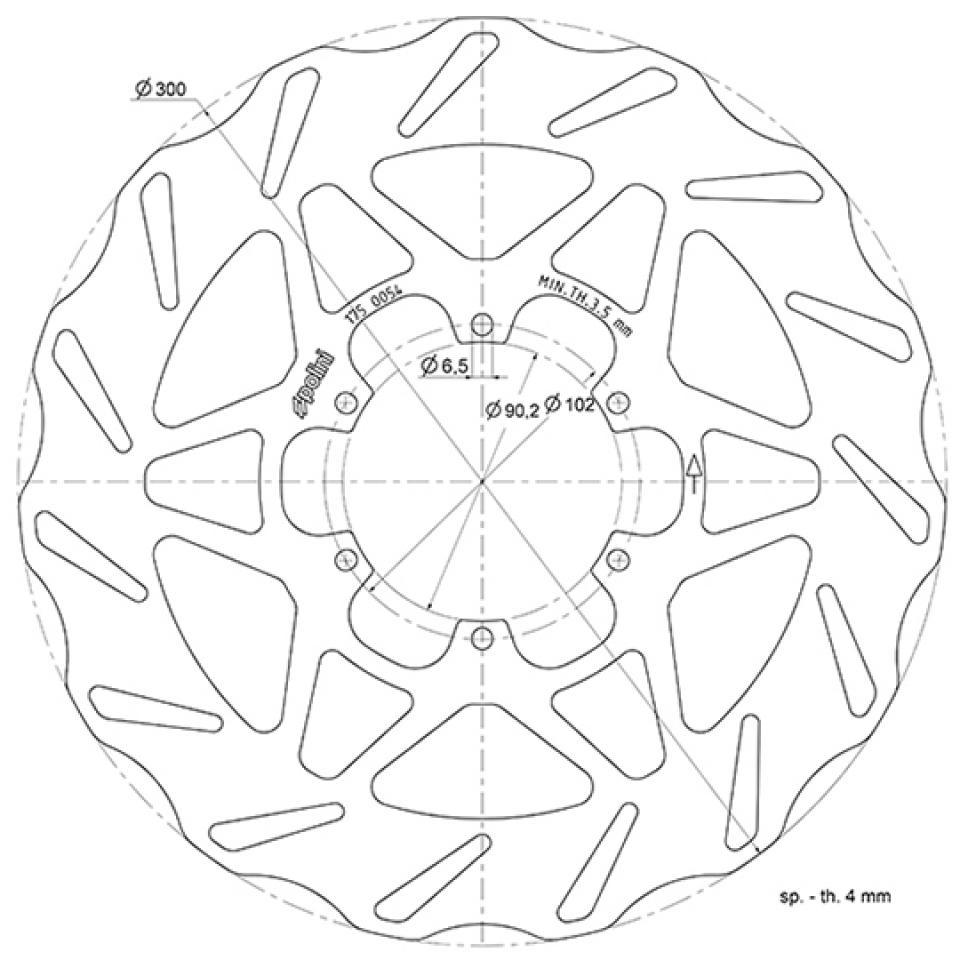 Disque de frein avant Polini pour Moto Derbi 50 GPR R 2009 à 2015 Neuf