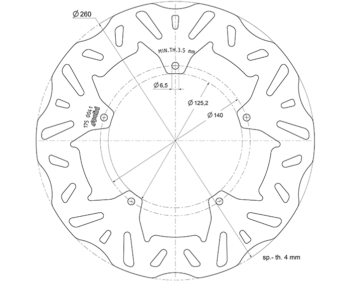 Disque de frein AV Polini pour scooter Aprilia 125 SR Max 175.0041 Ø259mm Ep4.1