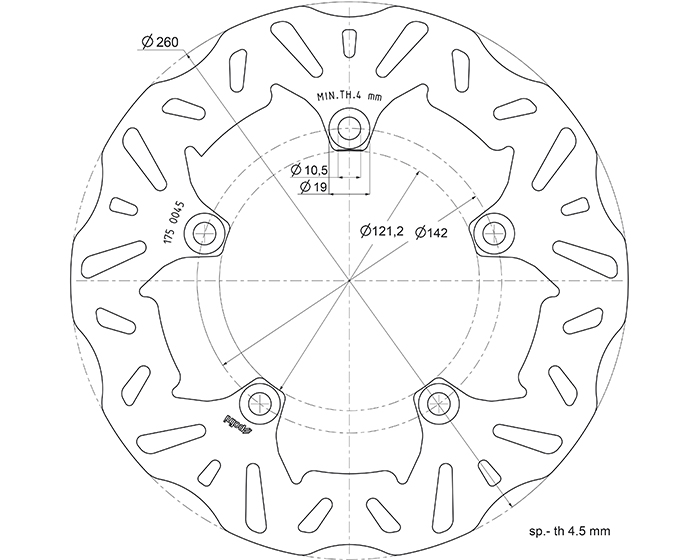 Disque frein AV Polini pour scooter Suzuki 650 Burgman 175.0045 Ø258mm EP4.7mm