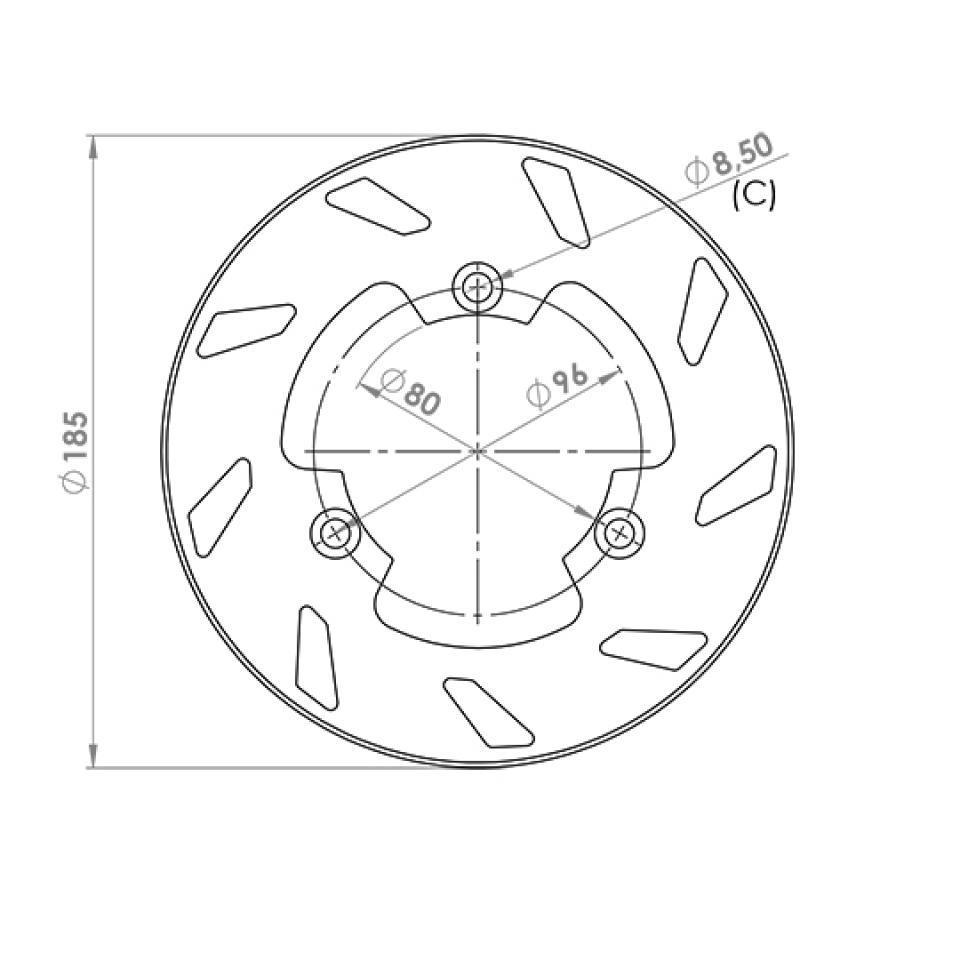 Disque de frein arrière Ø185x80mm NG Brakes pour moto Rieju 50 RR enduro DIS010
