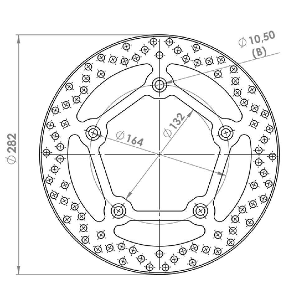 Disque de frein arrière NG Brakes pour Maxi Scooter Yamaha 530 Xp T-Max 2012 à 2019 1296 / Ø282x132x5mm Neuf