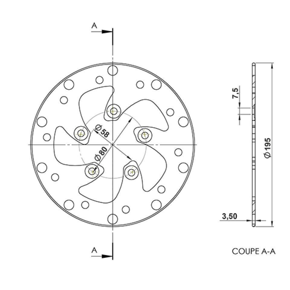 Disque de frein arrière NG Brakes pour Scooter Peugeot 50 Speedfight 3 AC 1615X / Ø196mm Neuf