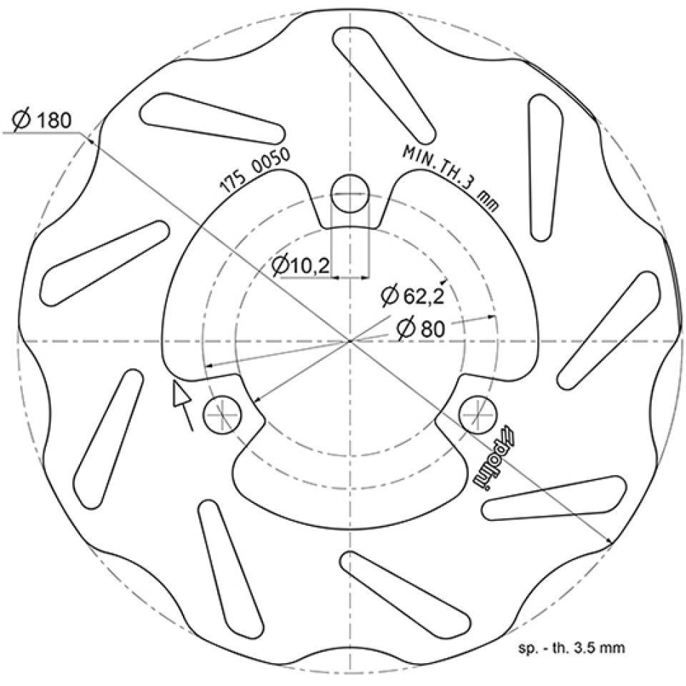 Disque de frein arrière Polini pour Moto Yamaha 125 Xt R 2005 à 2008 Neuf