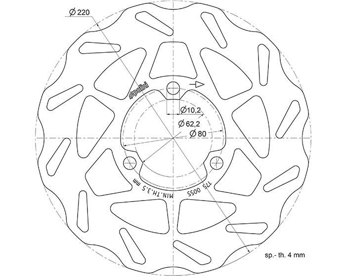 Disque de frein arrière Polini pour Moto HM 50 CRE Baja 2001 à 2006 Neuf