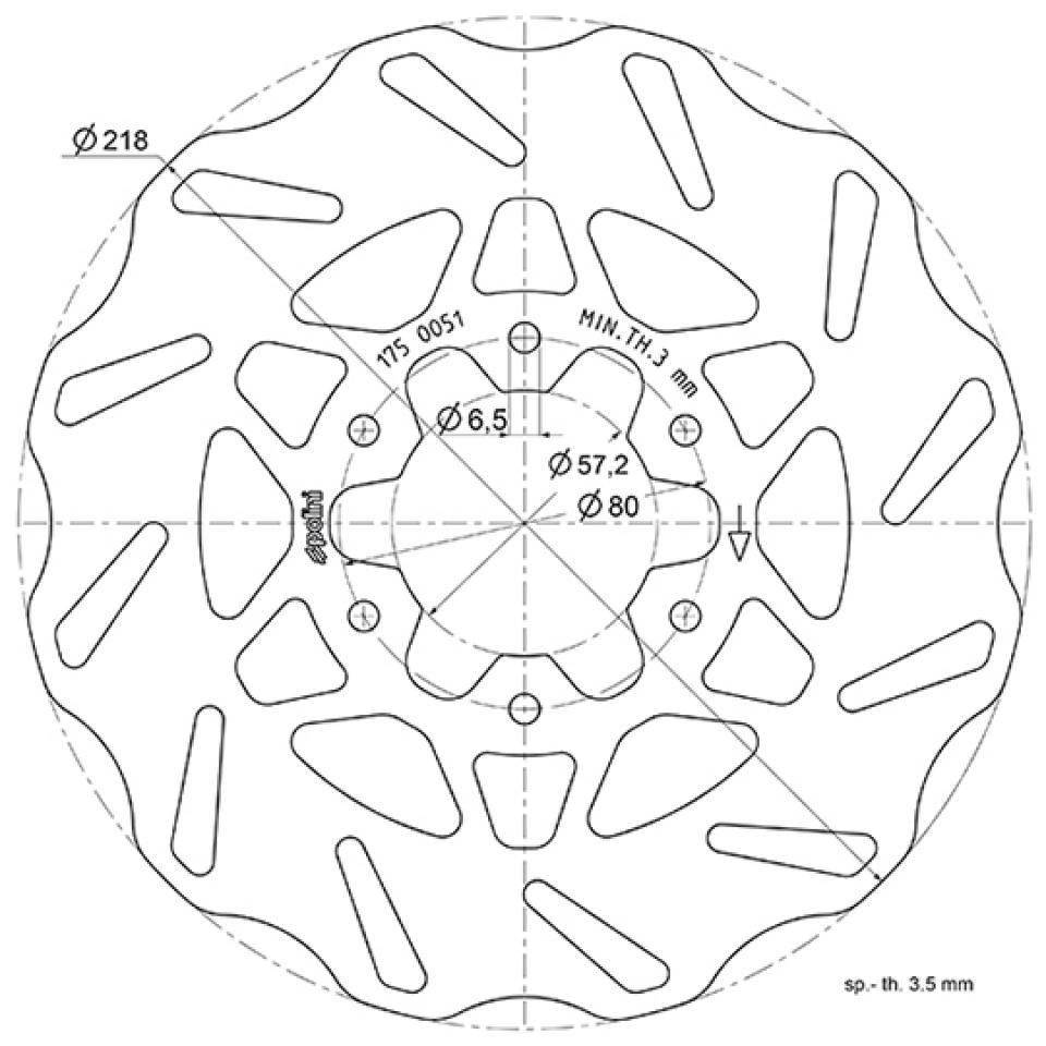 Disque de frein arrière Polini pour Moto Aprilia 50 SX 2012 à 2017 866115 / 218mm Neuf