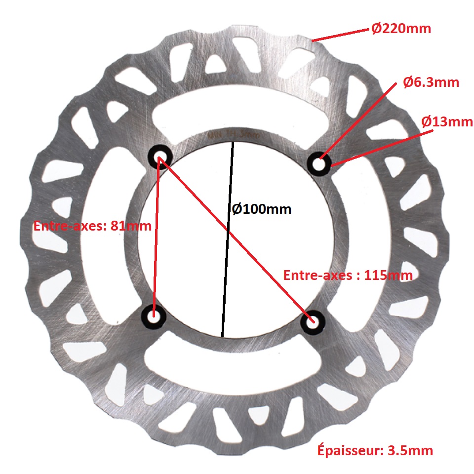Disque frein AR RMS pour moto Beta 125 RR Enduro 4T 024.42.001.0000 Ø220mm