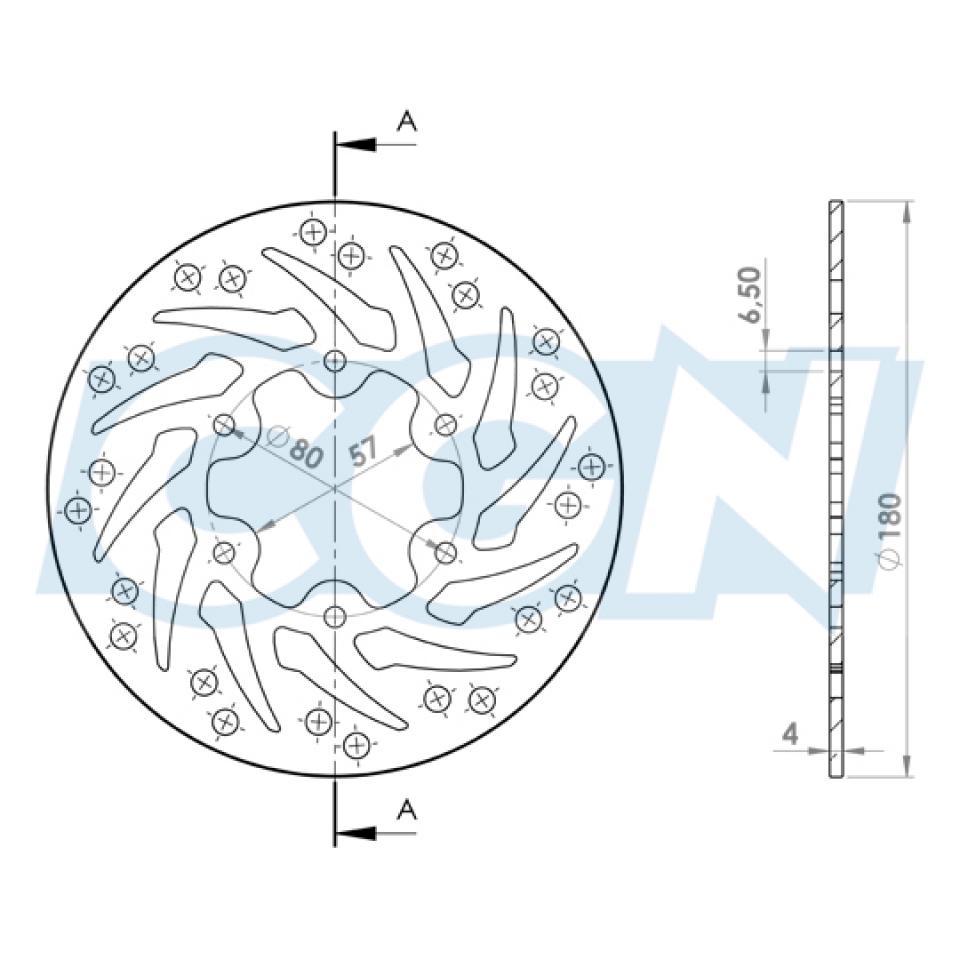 Disque de frein arrière NG Brakes pour Moto Derbi 50 GPR 2004 à 2009 802 / 61232 / Ø180x57x4mm Neuf