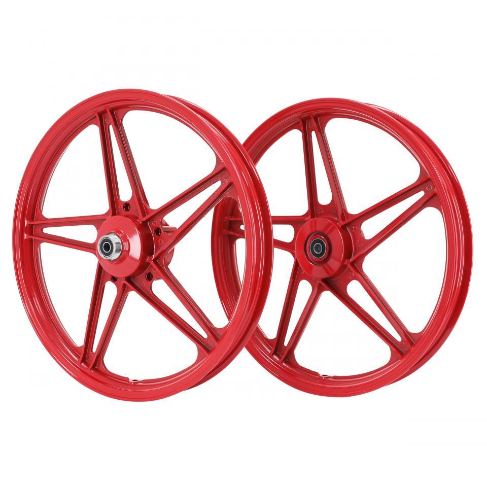 Jantes à bâtons rouge 17x1.6 pouces type Bernardi pour mobylette Peugeot 103 Vogue Neuf