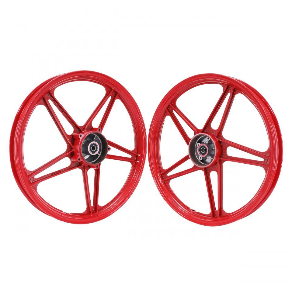Jantes à bâtons rouge 17x1.6 pouces type Bernardi pour mobylette Peugeot 103 Vogue Neuf