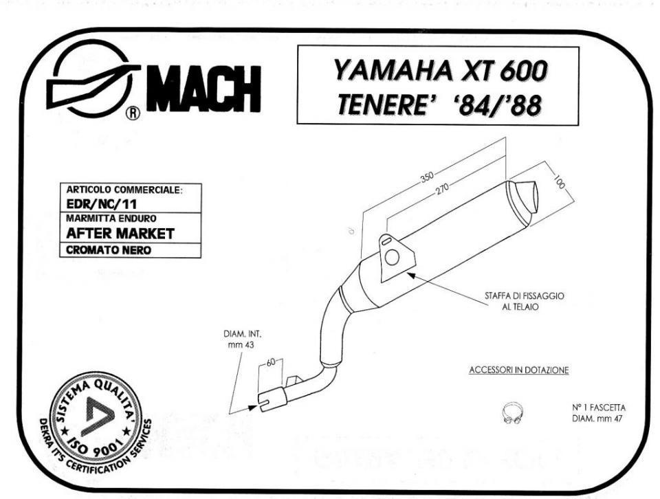 Silencieux d échappement Marving pour Moto Yamaha 600 XT 1984 à 1989 Neuf