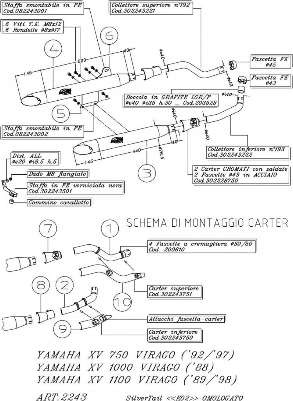 Silencieux d échappement pour Yamaha XV Virago