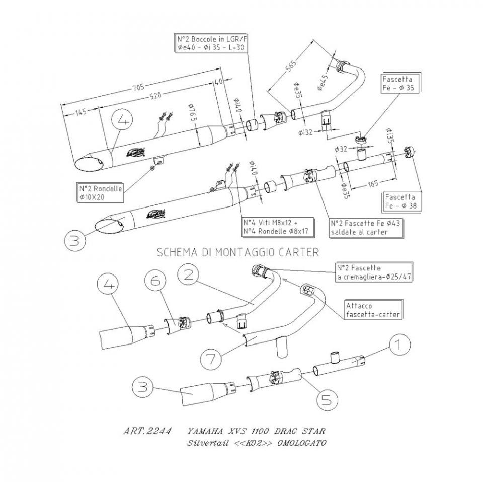 Silencieux d échappement Leovince pour Moto Yamaha 1100 Xvs S Dragstar 1999 à 2003 2244 Neuf