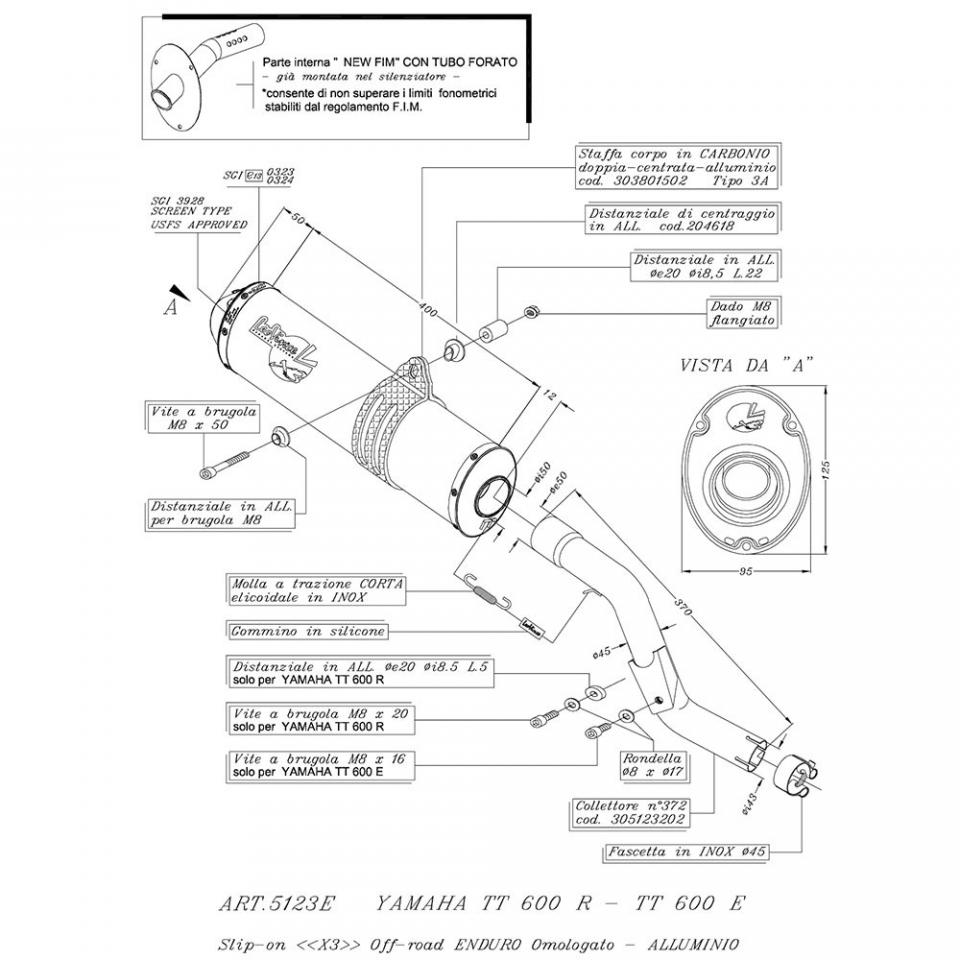 Silencieux d échappement Leovince pour Moto Yamaha 600 Tt R 1998 à 2005 5123E Neuf