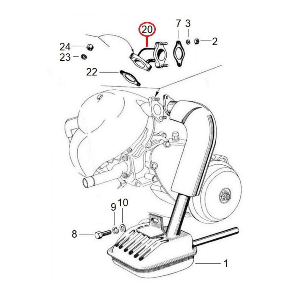 Collecteur d échappement RMS pour scooter Piaggio 50 Vespa L 1966 à 1970 Neuf